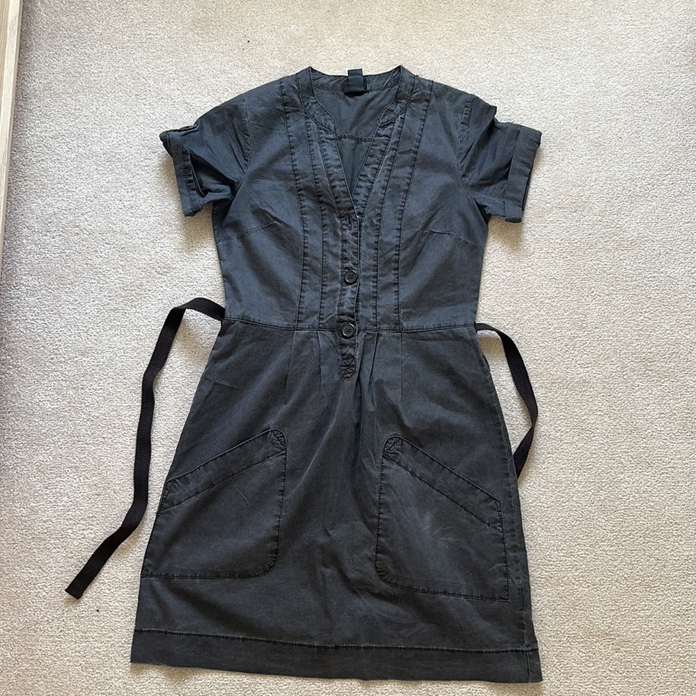 H&M Slate Gray Button-Front Short Sleeve Dress - Picture 3 of 4